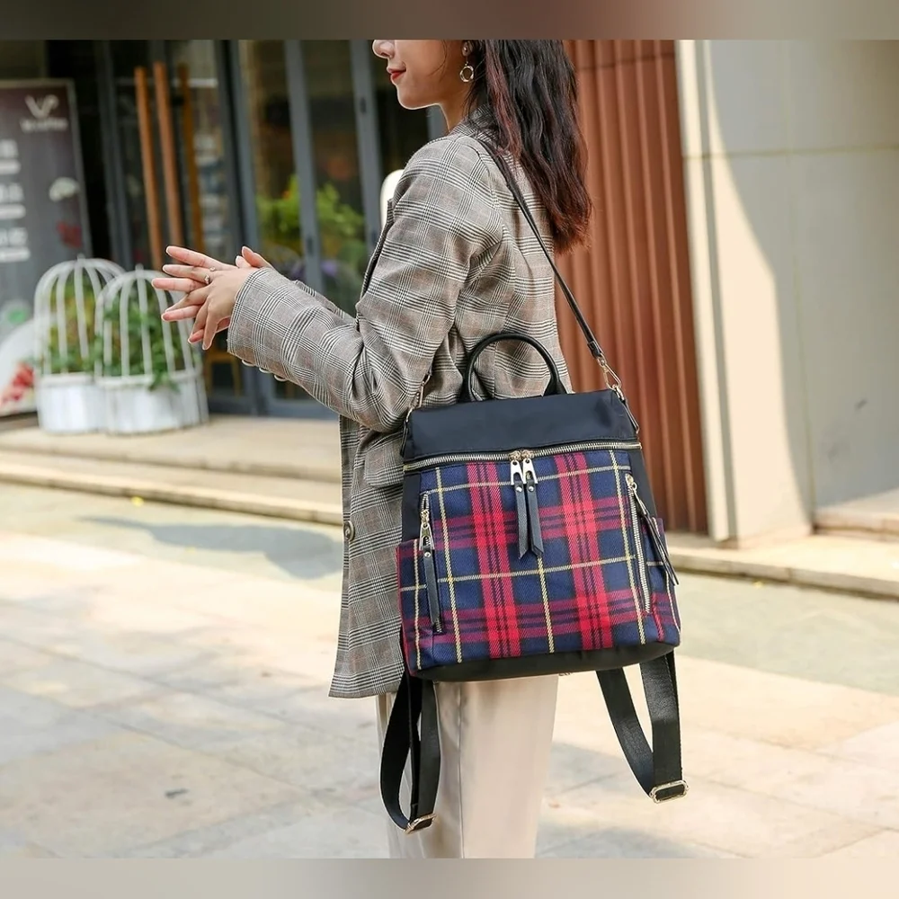 MKF Collection Nishi Plaid Backpack Waterproof Laptop Backpack for Travel & Day